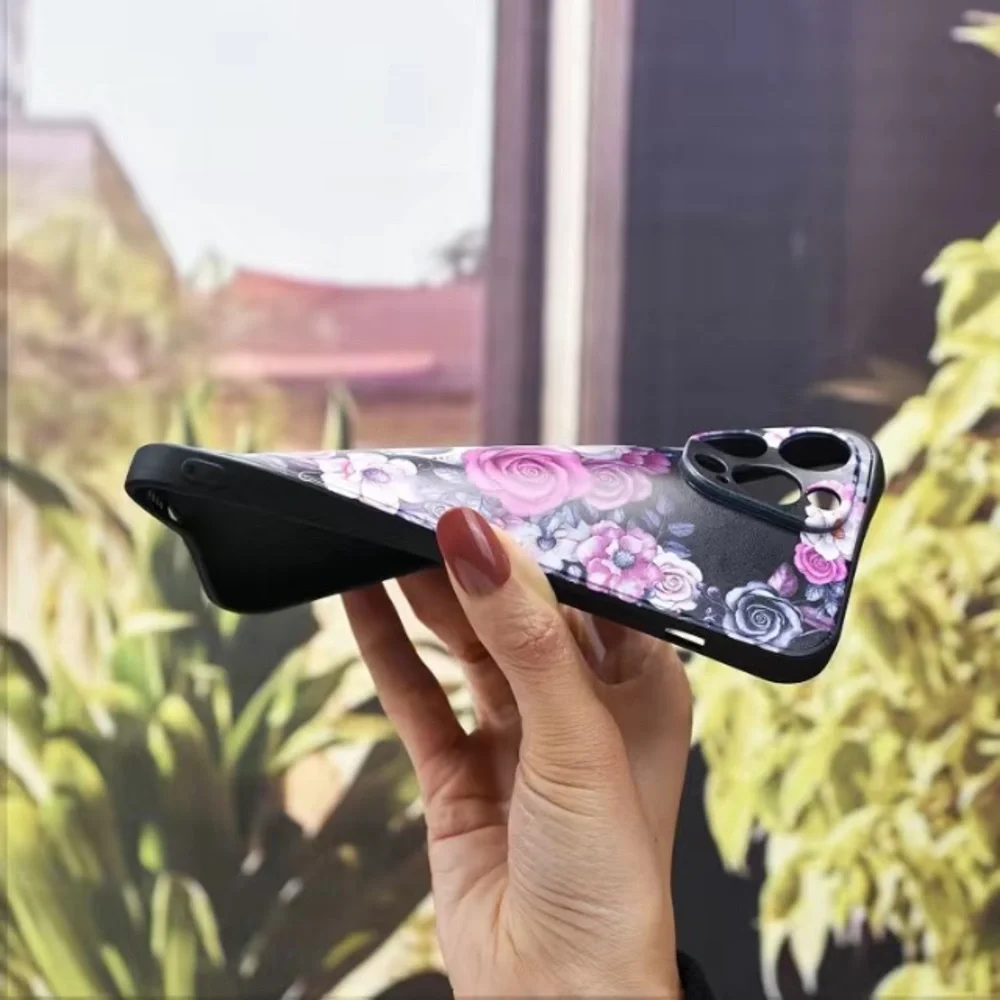 Case for iPhone 7/8 Sugar Skull & Roses flexible Phone Cover Black Pink New